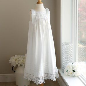 White Dress GORGEOUS Battenburg Lace Trim Size 6/7 Beach Portrait Wedding NWOT